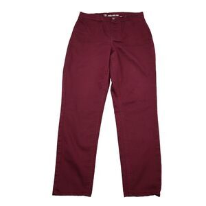 Nobo Pants Womens L Maroon High Rise Flat Front Pockets Skinny Chino Jeans